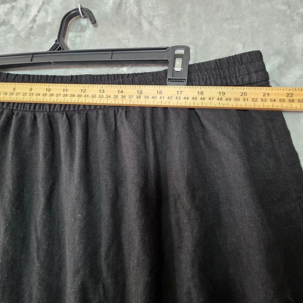Gap Womens XXL Black Linen Blend Midi Skirt Elastic Waist Layered Side Slit